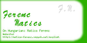 ferenc matics business card